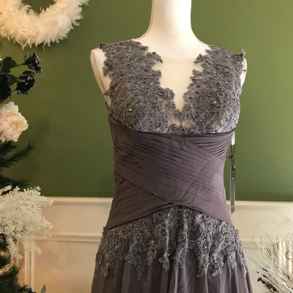 Grey formal Prom gown dress - Picture 2 of 7